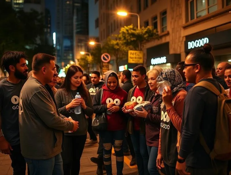 DO GOOD volunteers gathered at an evening community outreach
